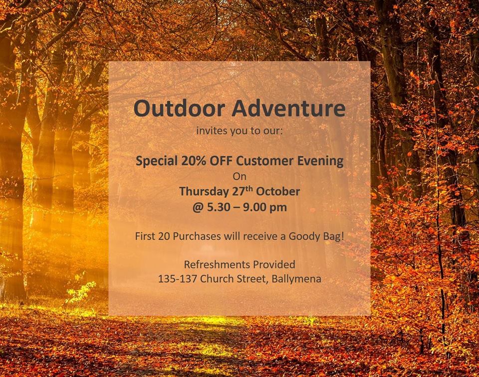 Outdoor Adventure Special 20% Off Customer Evening