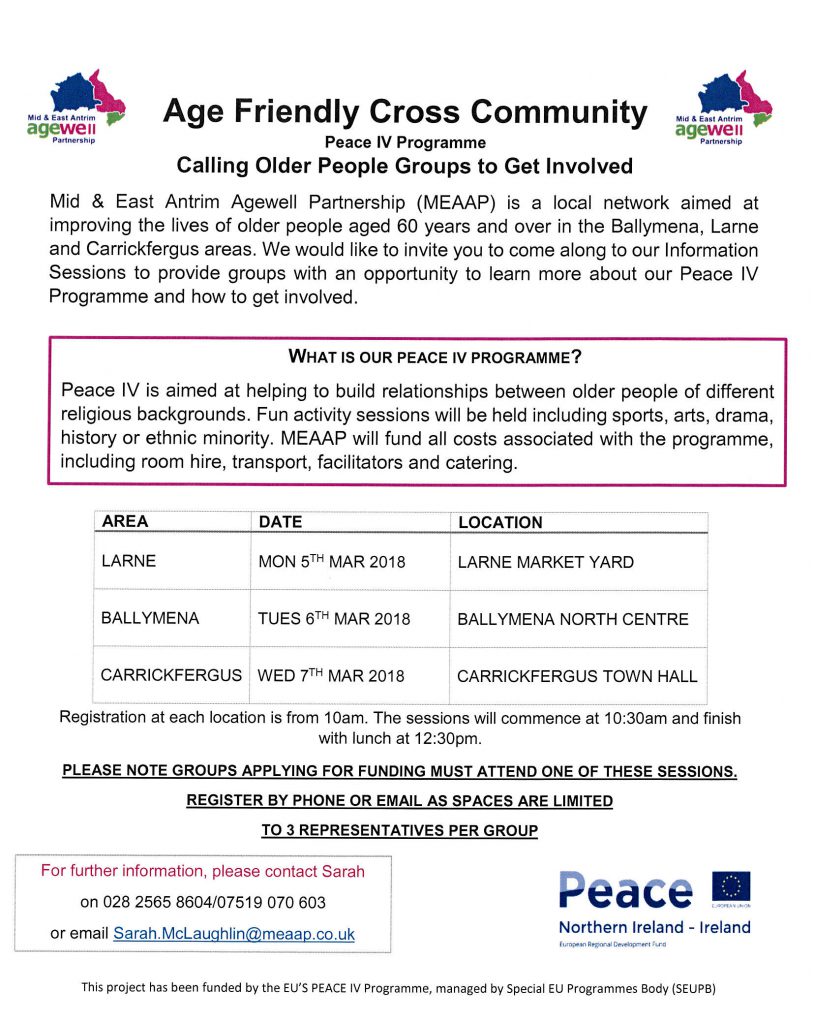 Mid and East Antrim Agewell Partnership Funding Opportunity