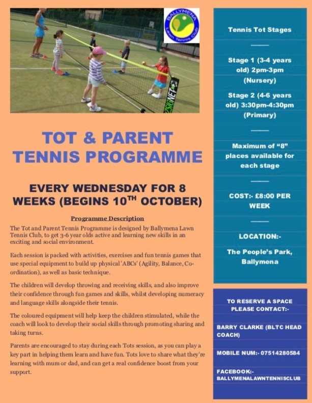Tot and Parent Tennis programme comes to Ballymena